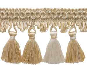 Ivory Ecru Sand 2.75" Tassel Fringe Trim Seashell [By The Yard] - Picture 1 of 1