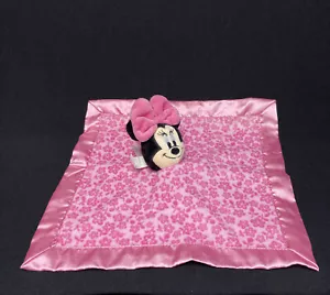 Disney Baby Minnie Mouse Security Blanket Lovey 2017 Pink Floral Satin Trim - Picture 1 of 6