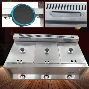 3-Pan Propane Gas Food Warmer Restaurant Tabletop Desktop Countertop Steam Table - Foto 1 di 15