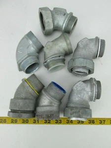 Menge 7 1 1/4 verschiedene Teile Elektro Rohrbogen Stahl Metall SKU P CS - Bild 1 von 6