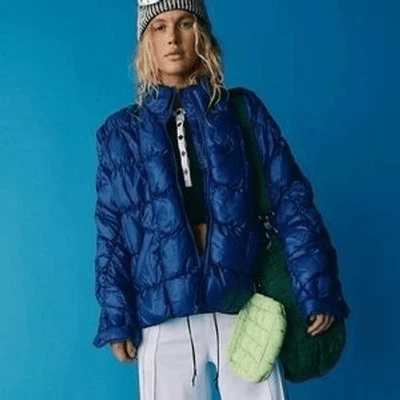 Free People Womens Scrunchy Glossy Pippa Packable Puffer Jacket Black Grape XS - Image 1 of 4