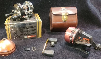  Винтажный Abu Garcia лот Ambassadeur 5500C, коробка Abumatic 574, кожаный чехол катушки детали - Изображение 1 из 4
