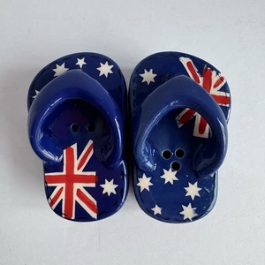 Australian Flag Flip Flop Salt & Pepper Shakers Blue Chunky Excellent Condition - Bild 1 von 9