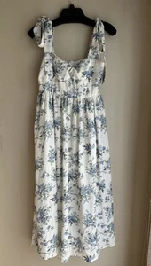 Midikleid Apfelwein Größe M blau Blumen Schleife ärmellos neu mit Etikett fließend Shirt - Bild 1 von 15