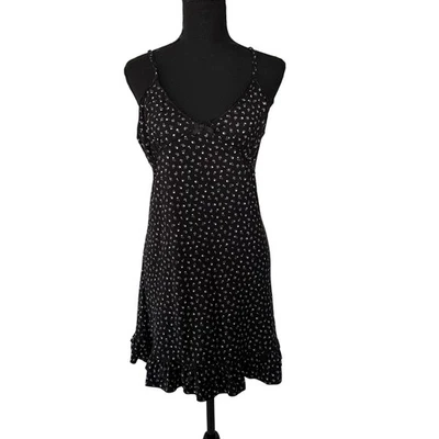 Womens Dark Floral Babydoll Dress Size L Black Coquette Fairy Grunge Y2K - Image 1 of 4