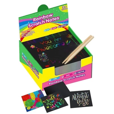 Regenbogen-Kratzset, schwarzes Rubbelpapier, Zeichenbrett für Kinder ab 3 Jahre - Bild 1 von 4