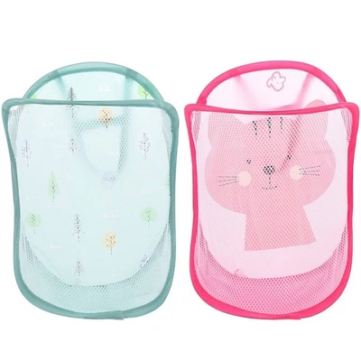  2 Pcs Haushaltsdreckige Kleidung Hängt Korb Baby Faltbarer Hängender Wäschekorb - Bild 1 von 4
