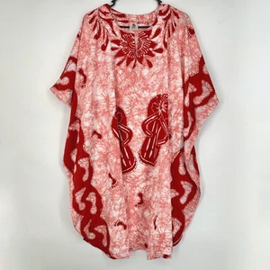 Rima Beach Wear Womens One Size Pullover Short Kaftan Rust Red Flip Flop Feet - Picture 1 of 8