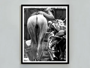 Black and White Woman Poster – Feminist Motorcycle Wall Art, Hypebeast Decor - Picture 1 of 5