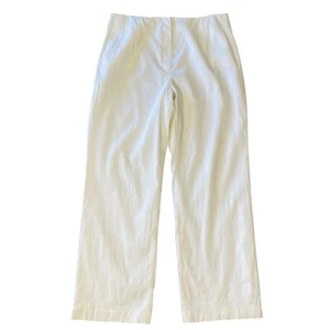 Vintage Talbots weiße Leinenhose Größe 16 gerades weites Bein hoher Bund - Bild 1 von 6