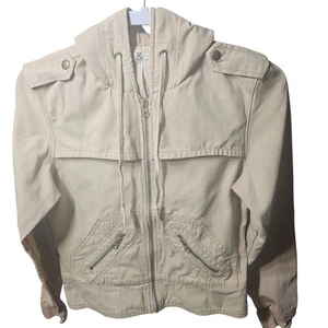 Mike & Chris Damen beige Kapuzenjacke mit Reißverschluss & Taschen S Baumwollmischung - Bild 1 von 10