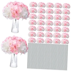 200 Pieces Silk Hydrangea Artificial Flowers Heads with Stems Full Hydrangea - Picture 1 of 8