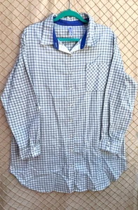 Gilligan&O’Malley Size XL Gray Check Flannel Long Sleeve Sleep Shirt - Picture 1 of 2