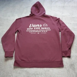 Felpa con cappuccio uomo Vans Off The Wall media marrone bordeaux casual grafica streetwear - Foto 1 di 11