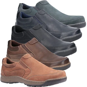 Mens Hush Puppies Jasper Casual Slip On Smart Leather Shoes Sizes 6 to 15 - Picture 1 of 12