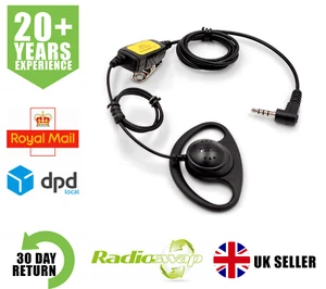 D-SHAPE EARPIECE WITH MIC & PTT FITS VERTEX & YAESU TWO WAY RADIO & HAM RADIO - Zdjęcie 1 z 7