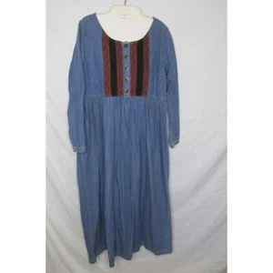 Carole Little Petites Denim Maxi Dress Size 10 Cotton Blend Long Sleeve Modest - Picture 1 of 5