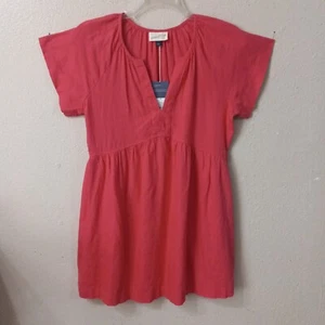 Neu mit Etikett Universal Thread rosa Kleid Größe S V-Ausschnitt Leinenmischung Kurzarm J672 - Bild 1 von 7