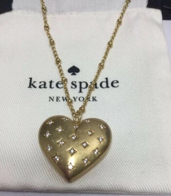 Kate Spade New York Gold My Precious Heart Locket Pendant Necklace New - Image 1 of 4