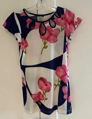 ANTHROPOLOGIE LITLLE BOTÓN AMARILLO Top Floral Con Lindas Mangas Cortas - Talla XS  Foto 1 de 4