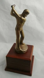 Vintage Metall Golf Trophäe 16 Zoll groß fehlender Schläger Messing Ton schwer Männerhöhle - Bild 1 von 8