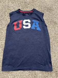 Old Navy Boys USA Ultra Soft Breathe On Graphic Tank Top Size XL 14-16 Blue - Picture 1 of 4