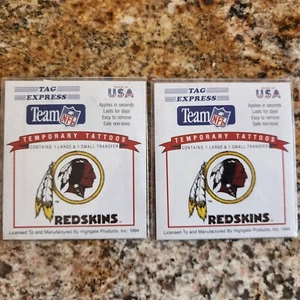 Paquete de dos tatuajes temporales de colección NFL Washington en pieles rojas logotipo antiguo JD - Imagen 1 de 3