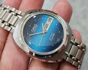 Rare Vintage Oris Blue Dial Date Automatic Gents 2. - Imagen 1 de 9