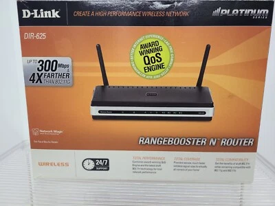 D-Link RangeBooster N DIR-625 300 Mbps 4-Port 10/100 Wireless N Router (DIR-625) - Image 1 of 4