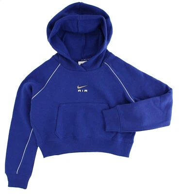 Sudadera con capucha suéter para niñas Nike, recortada, Nike Air Deep azul real, DQ8932-455 Foto 1 de 4