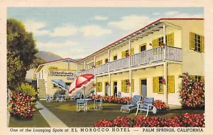 El Morocco Hotel Lounging Spot Palm Springs California 1945 linen postcard - Picture 1 of 2