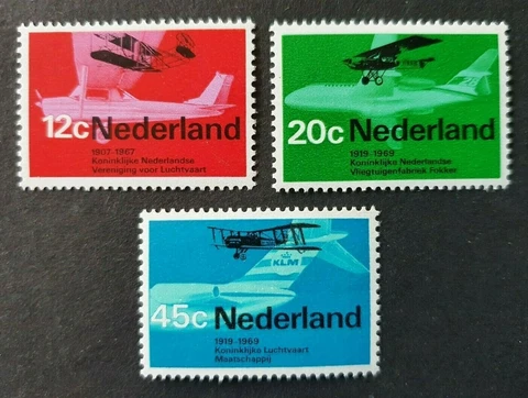 1968 NETHERLANDS NEDERLAND SET LUCHTVAART AIR WRIGHT FOKKER DOUGLAS VF MNH Cover