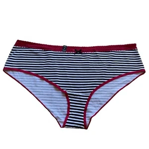 Torrid Hipster Höschen Unterwäsche Curvy Größe 6 6X schwarz weiß gestreift rot Spitze - Bild 1 von 5
