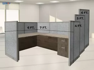 GOF 1P Office Workstation Cubicle w/ Desk(Artisan Gray, 6'D x 7'W x 4', 5',6' H) - Picture 1 of 22