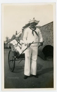 Vintage 1933 China Photograph Chefoo City Wall US Navy Sailor Sharp Photo Yantai - Picture 1 of 1