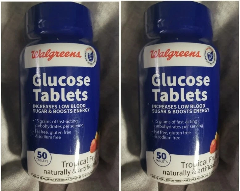 2x L Pestañas de Glucosa Walgreens Glucémico Azúcar Glucosa Sacarosa Potenciador de Energía Diabético Foto 1 de 1