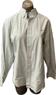 Рубашка Vineyard Vines мужская размер M хлопок синяя клетка с небольшим дефектным отверстием - Изображение 1 из 4