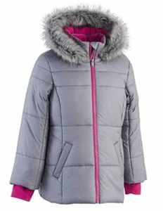Calvin Klein Girls' Hooded Puffer Jacket Dark Grey - Picture 1 of 1