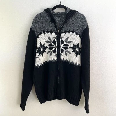 Filippo Novelli Mens Large Hooded Zip Up Sweater Jacket Wool Blend Nordic - Image 1 of 4