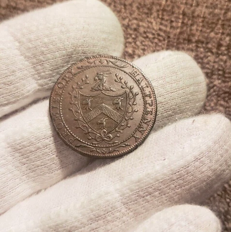 1795 Half Penny Conder Token William Allen Goats Design High Grade Colonial Coin Cover