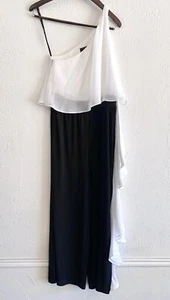 Laundry by Shelli Segal schwarz-weißer One-Shoulder-Overall Größe 6 UVP 148 $! - Bild 1 von 7