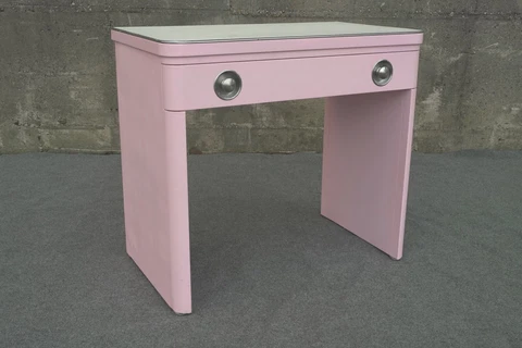Mid Century Deco Simmons Pink Steel Metal Student Desk Cover
