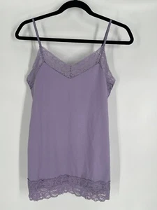 WHITE HOUSE BLACK MARKET women lilac lace v neck cami size M Y2K style stretch - Picture 1 of 9