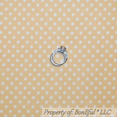 BonEful Fabric FQ Flannel Cotton Quilt Yellow Cream Baby Polka Dot Calico Small - Image 1 of 4