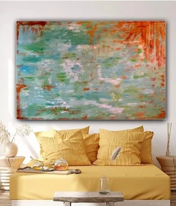 Richter Style Original Abstract Oil Painting On deep Canvas 150x100cm ‘Roheline’ - Picture 1 of 19