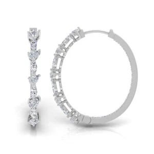 1,50 Ct Multi Shape Laborgezüchtete CVD Diamant Creolen 14k Weißgold Schmuck - Bild 1 von 6
