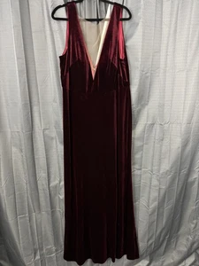 Jenny Yoo Collection Velvet Logan Deep V Plunge Maxi Dress Womens 20 Dark Berry - Picture 1 of 13
