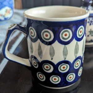 Boleskawiec polnische Keramik 12 Unzen handbemalt Kaffeebecher Pfau Sammlung Tasse - Bild 1 von 4