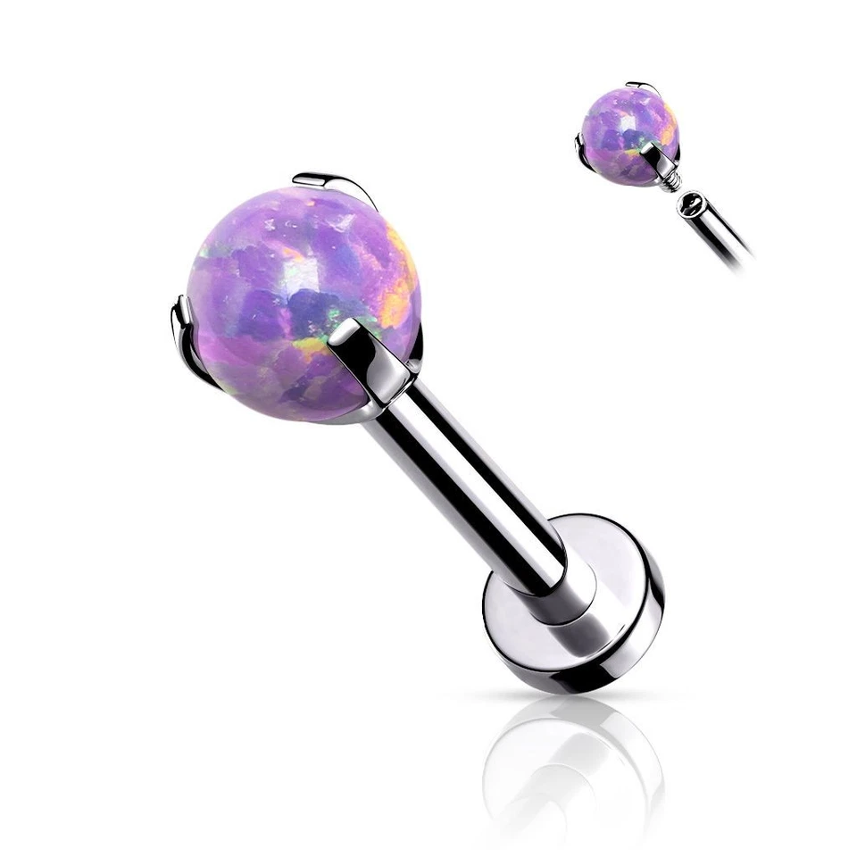 Piercing Labret Ohr Silber Opalit Violett - Bild 1 von 1