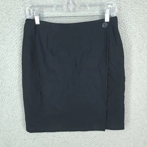Vintage Brooks Brothers Wrap Skirt Womens 10 100% Wool Black Pencil Knee Length - Picture 1 of 9